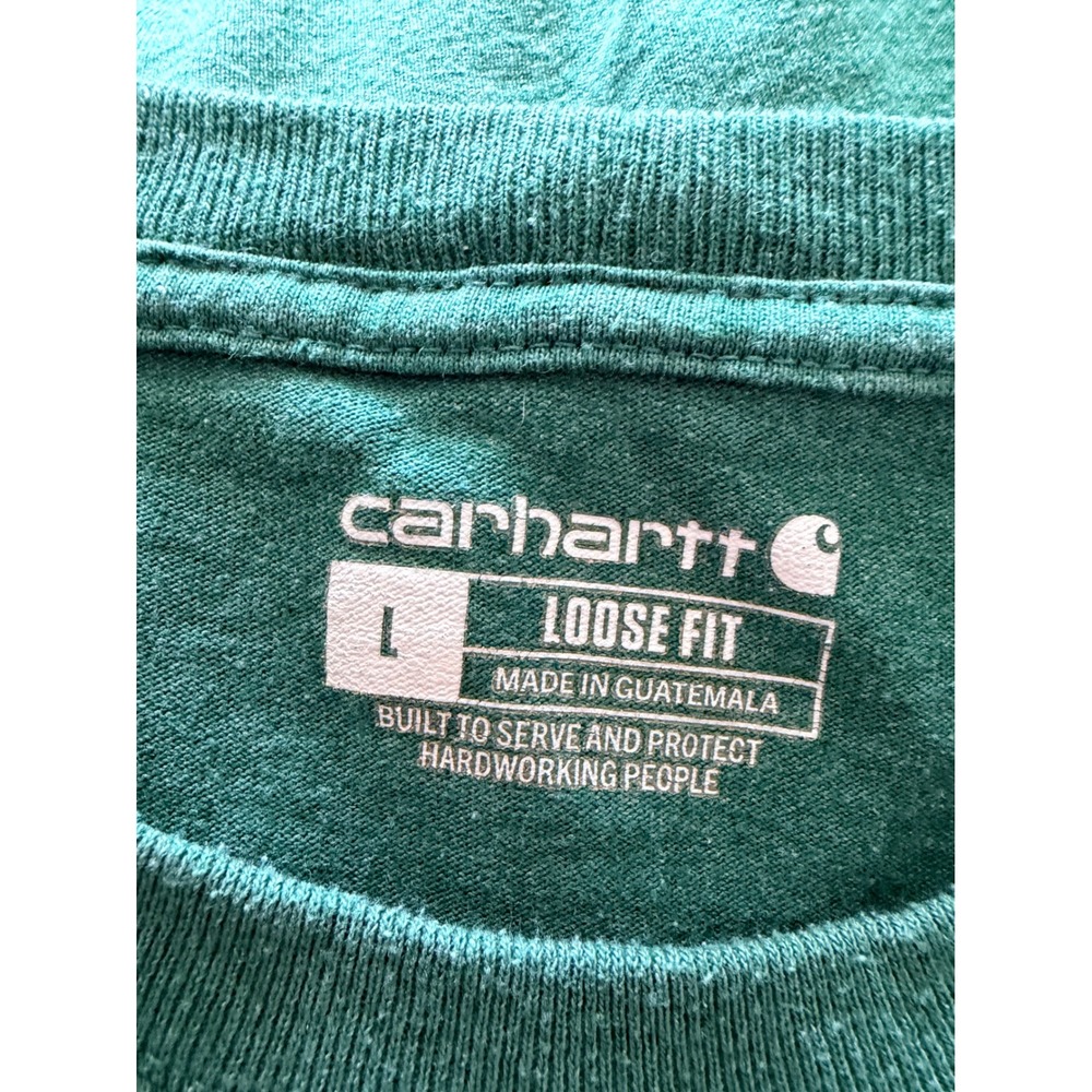 Carhartt Mens Loose Fit Short Sleeve Pocket T-Shirt Green Heather size Large L - Picture 3 of 5